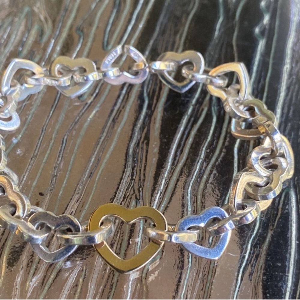 AUTHENTIC TIFFANY & COMPANY SILVER & GOLD HEART BRACELET